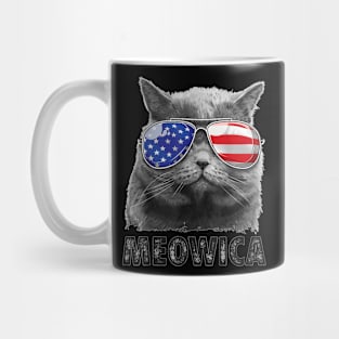 Cat 4H Of July Meowica Merica   USA American Flag Mug